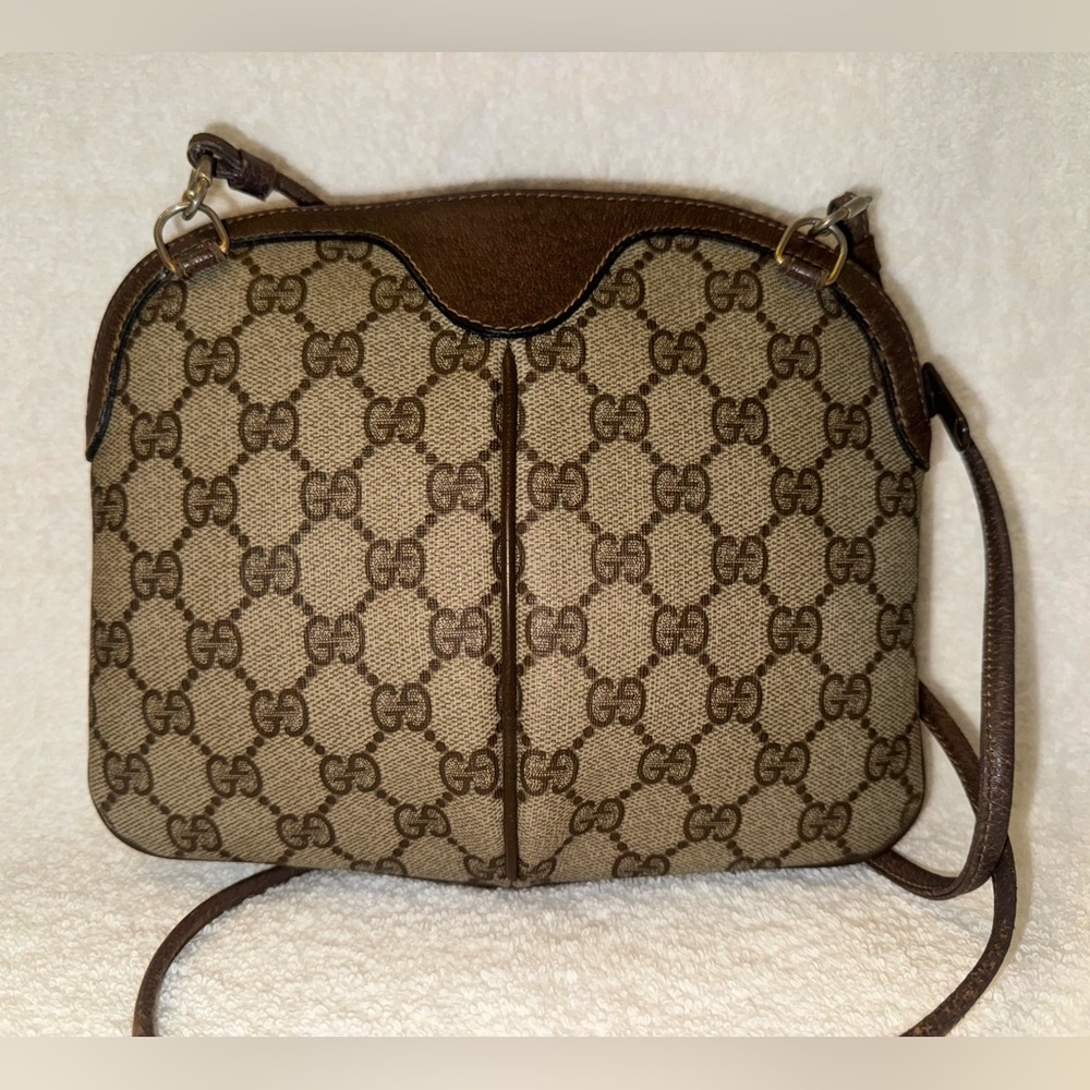Gucci Vintage Shoulder Bag Sherry Line GG Leather PVC and Leather… - Picture 2 of 15